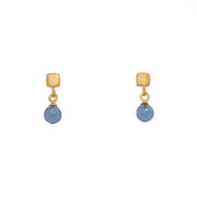 Globe Drop Gem with Cube Post Earrings in 24K Fair Trade Gold Vermeil London Blue Topaz